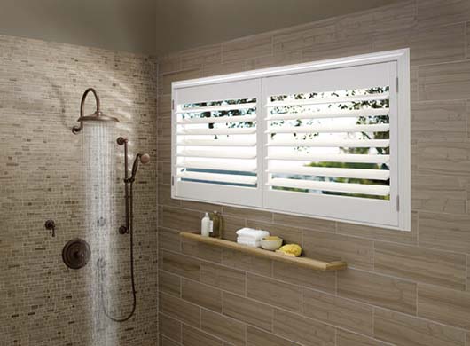 Palm Beach Polysatin Vinyl Shutters in The Bathroom